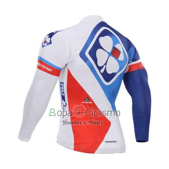 Fdj Ropa Ciclismo Culotte Largo 2015 Mangas Largas Blanco y Azul
